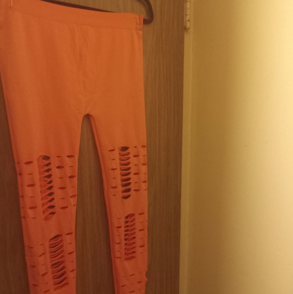 Brand New Open Stitch Leggings.color pink and peach blend.